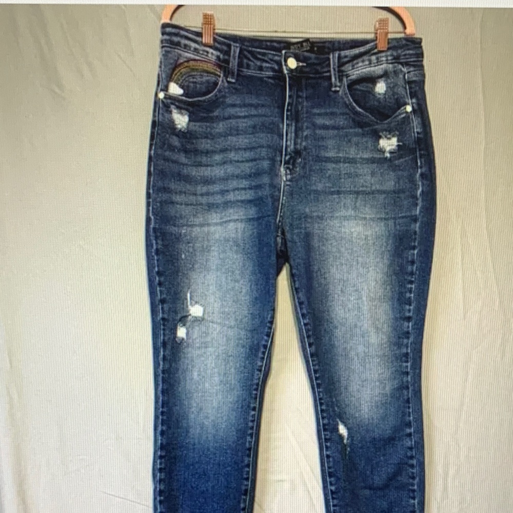 Judy Blue Dark Wash Distressed Skinny Jeans
